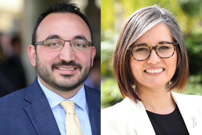 Los Angeles City Council District 7 candidates Karo Torossian and Monica Rodriguez.