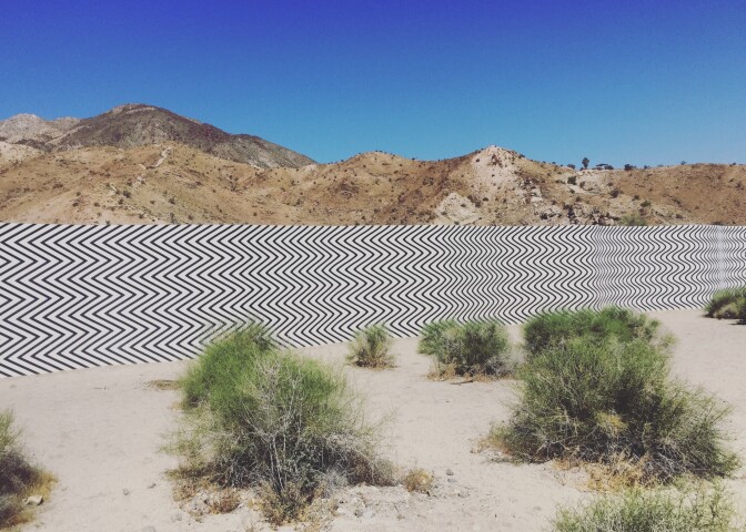  “Curves and Zigzags” by Claudia Comte at Desert X. 