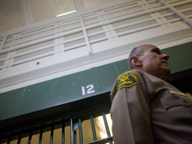 L.A. County Sheriff Lee Baca conducts an inspection of Men's Central Jail in Downtown Los Angeles in this photo from December 2011.