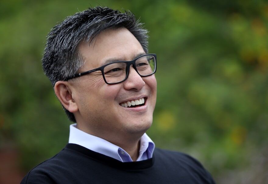SAN FRANCISCO, CA - JUNE 07: California Democratic gubernatorial candidate, California State Treasurer John Chiang, looks on during a campaign event near the Golden Gate Bridge on June 7, 2017 in San Francisco, California. John Chiang is continuing his campaign kickoff road trip throughout California. (Photo by Justin Sullivan/Getty Images)
