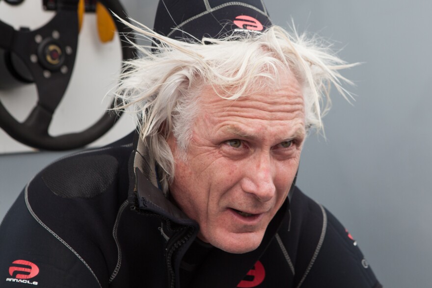 Mike Quill takes a rest after completing a dive for the Santa Monica Bay Restoration Foundation.