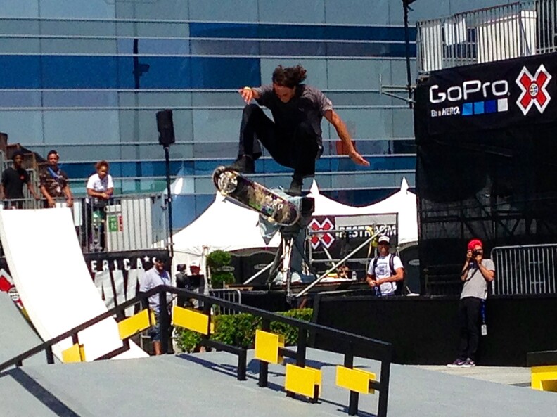 A skateboarder practices Wednesday for the 2013 Summer X Games at L.A. Live, which will be the last to be hosted by Los Angeles.