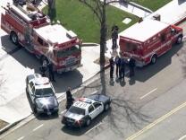 An ambulance and fire truck were at the scene in Woodland Hills on Wednesday, March 27, 2013, where a young girl was found who had been reported missing.