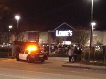 The scene of outside of the Lowe's in Northridge off Nordhoff Stree, where a man matching Christopher Dorner's description may have been spotted