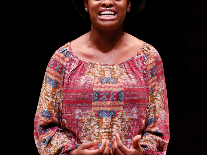 Shaila Essley, 1st place winner performs during the August Wilson Monologue Competition Los Angeles Regional Finals at Center Theatre Group/Mark Taper Forum on March 2, 2015, in Los Angeles, California. (Photo by Ryan Miller/Capture Imaging) 