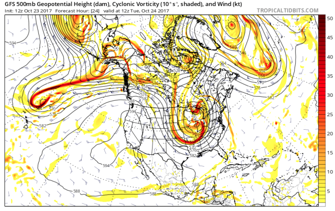 A high pressure ridge over the western U.S.