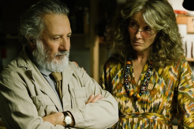 Dustin Hoffman and Emma Thompson in "The Meyerowitz Stories."