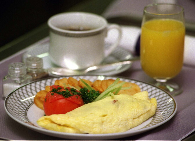 A sausage, onion and pepper omelette. 