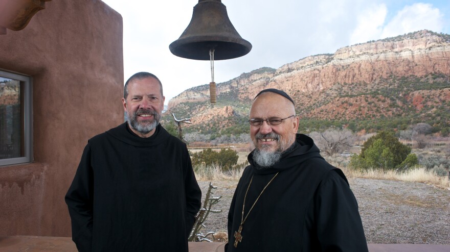 Brother Christian Leisy (left) and Abbot Philip Lawrence at the Monastery of Christ in the Desert in Abiquiu, N.M.