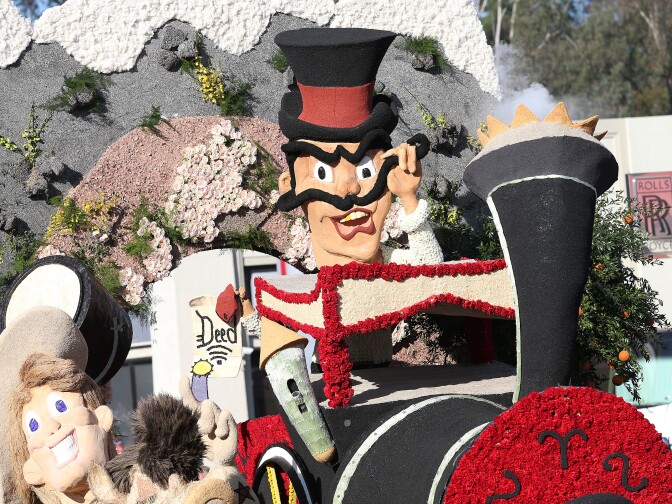 PASADENA, CA - JANUARY 01: The City of Burbank float on the parade route during the 125th Rose Parade on January 1, 2014 in Pasadena, California.  (Photo by Frederick M. Brown/Getty Images)