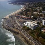 Heavy traffic on Pacific Coast Highway near Sunset Boulevard as drivers try to find alternative ways around the 405 freeway closure during Carmageddon on Sept. 29, 2012 in Los Angeles.