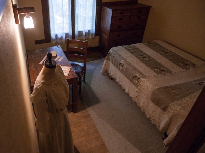 The living space for the help in The Gamble House had different furnishings, less luxurious wood and smaller spaces than the main rooms of the house.