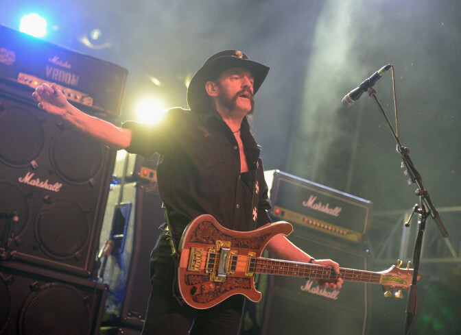 Musician Lemmy Kilmister of Motörhead performs onstage during day 3 of the 2014 Coachella Valley Music & Arts Festival at the Empire Polo Club on April 13, 2014 in Indio, California.
