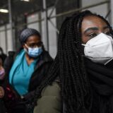 NEW YORK, NY - APRIL 03: Mt. Sinai medical workers attends a protest on April 3, 2020 in New York City. Medical workers are protesting the lack of personal protective equipment during a surge in coronavirus cases. (Photo by Stephanie Keith/Getty Images)