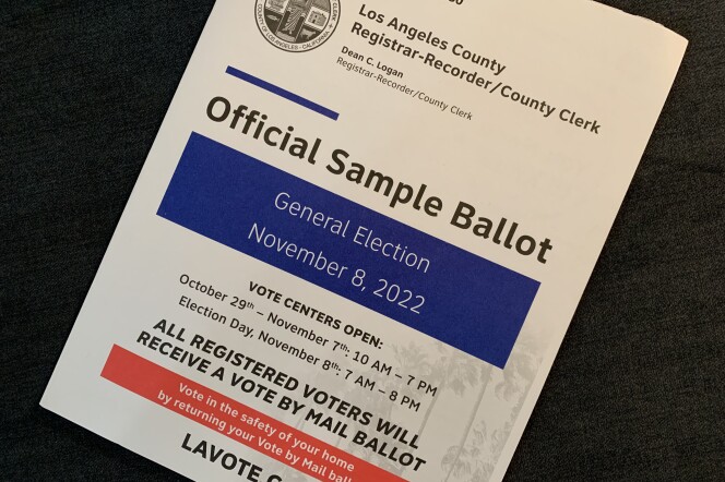 A sample ballot booklet from L.A. County.