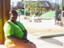Lottie Cleveland at the newly completed Serenity Park in Watts on Monday, April 6, 2015.

 