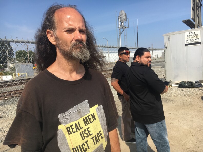 Sandy Conner, 50, a Navy veteran, hopes to apply for a HUD-VASH voucher to help get him into housing. He currently lives by a ravine where the busy 605 Freeway meets the 10 Freeway in El Monte.