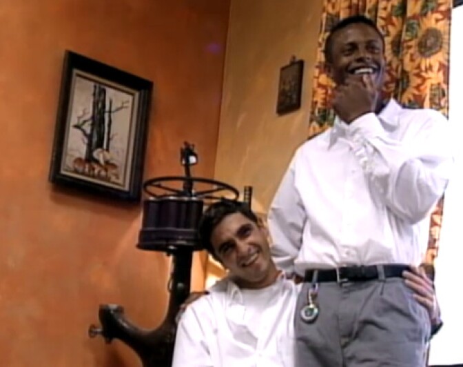 Pedro Zamora (L) and Sean Sasser at their commitment ceremony on "The Real World" in 1994.