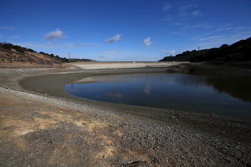 CUPERTINO, CA - JANUARY 30: Low water levels are visible at the Stevens Creek Reservoir on January 30, 2014 in Cupertino, California. Now in its third straight year of drought conditions, California is experiencing its driest year on record, dating back 119 years, and reservoirs throughout the state have low water levels. Santa Clara County reservoirs are at three percent of capacity or lower. California Gov. Jerry Brown officially declared a drought emergency to speed up assistance to local governments, streamline water transfers and potentially ease environmental protection requirements for dam releases. (Photo by Justin Sullivan/Getty Images)