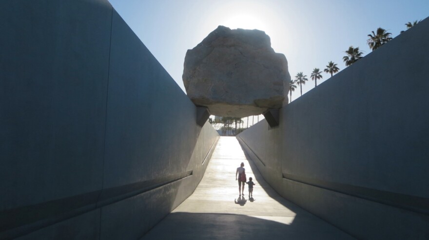 Michael Heizer's finished sculpture at the Los Angeles County Museum of Art 