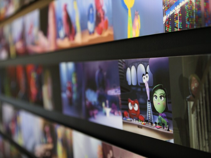 The "Inside Out" art gallery, seen on March 30, 2015 at Pixar Animation Studios in Emeryville, Calif.