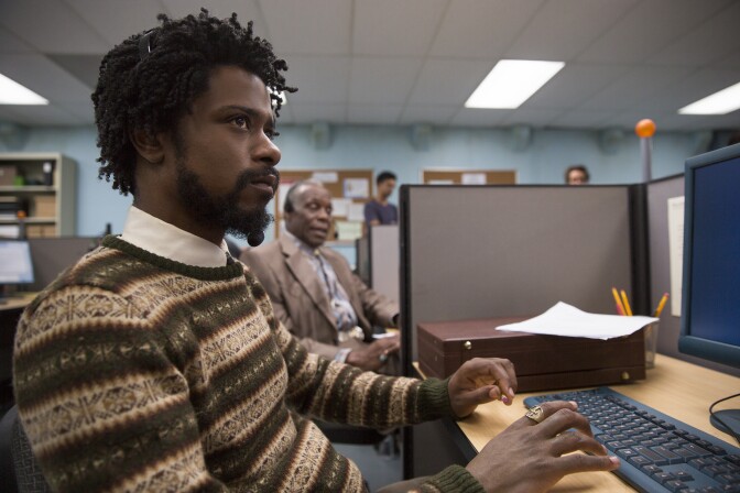 (l to r.) Lakeith Stanfield as Cassius Green and Danny Glover as Langston star in Boots Riley's SORRY TO BOTHER YOU, an Annapurna Pictures release.