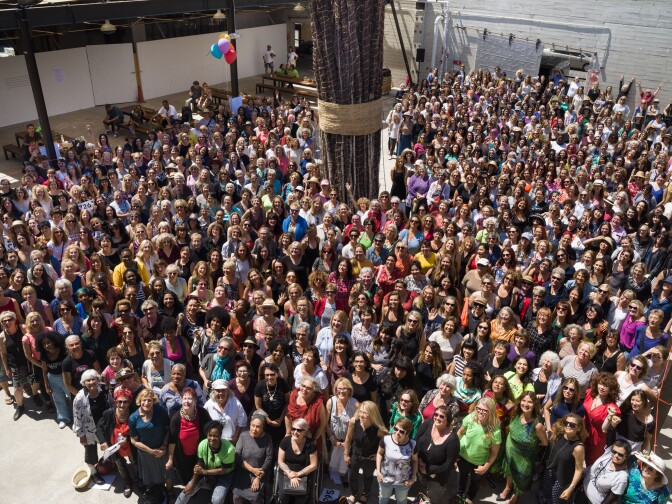 More than 700 female artists gathered at Hauser Wirth & Schimmel for Now Be Here, on Sunday, August 28, 2016.