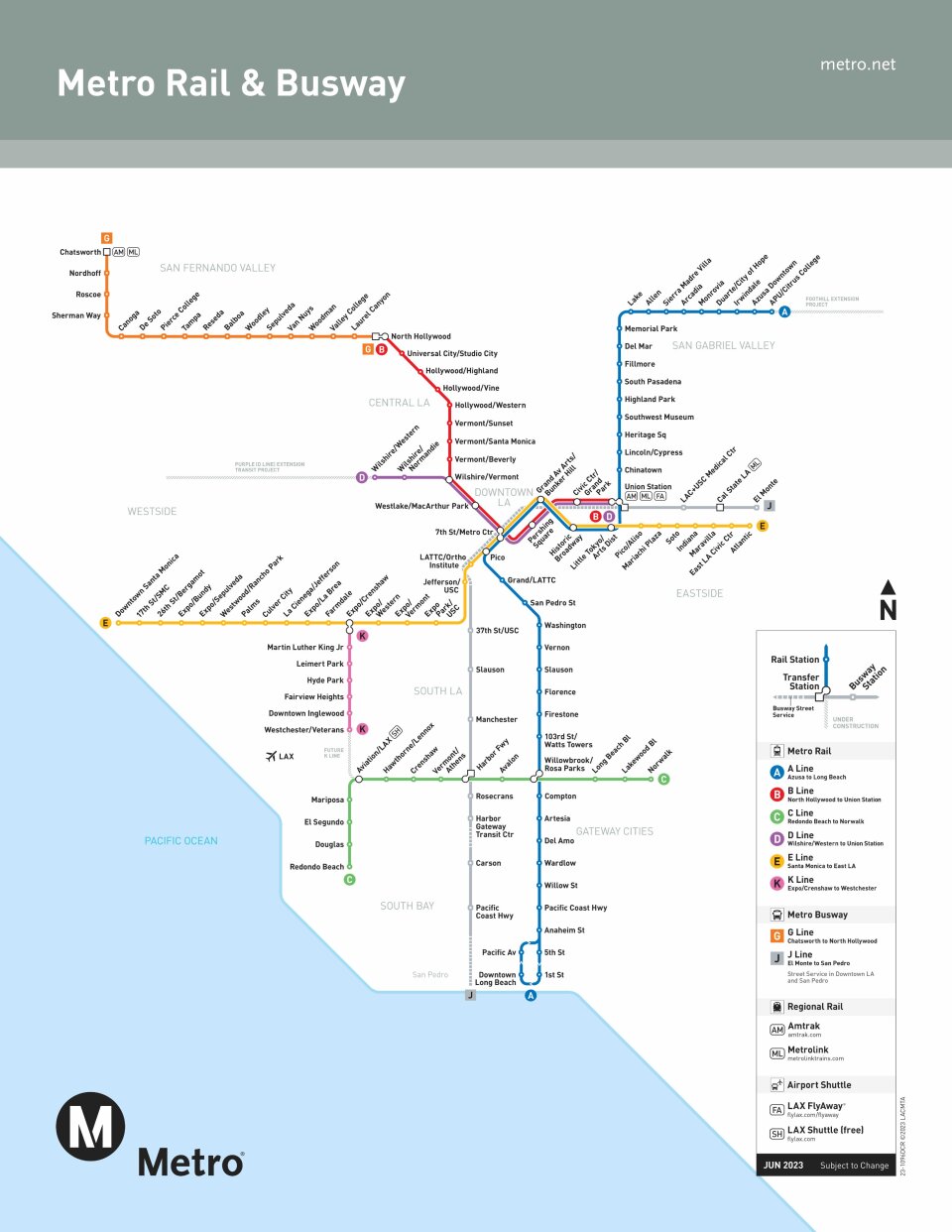 A schematic shows multiple rail lines throughout the L.A. County region