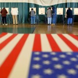 People vote at a polling station in Los Angeles, California.