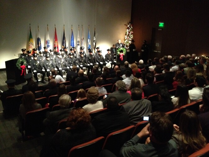 Family and friends gathered to celebrate the graduation of their loved ones from the LAPD police academy Tuesday, December 23, 2014.