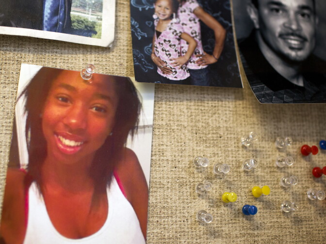 Los Angeles Mission student Alicia Warner has a picture of her oldest daughter, Kiara, above her bed. Warner is from Northern California and traveled to Los Angeles for the program.
