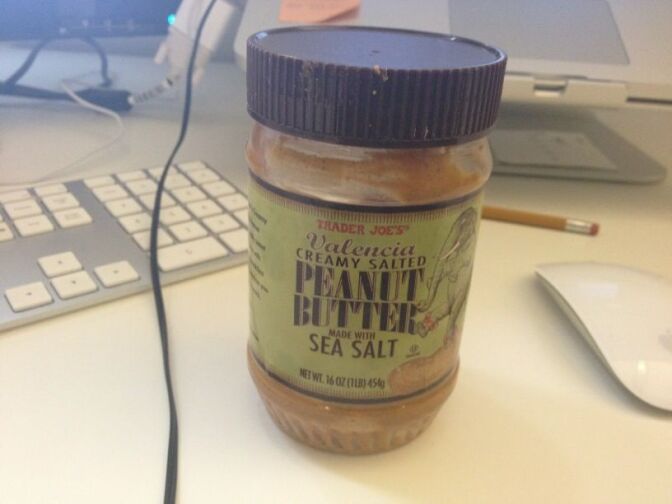 Trader Joes peanut butter, which was recalled when the peanut plant it was produced in had a salmonella outbreak. 