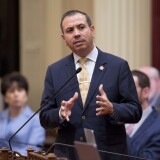 California state Sen. Tony Mendoza, D-Artesia, announces that he will take a month-long leave of absence while an investigation into sexual misconduct allegations against him are completed during the opening day of the Senate in Sacramento, Wednesday, Jan. 3, 2018.