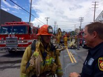 Los Angeles firefighters battle the Centinela Fire on Sunday, May 7, 2017.
