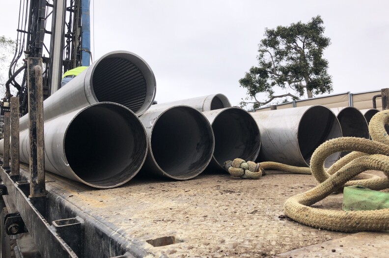 Pipes on a truck.