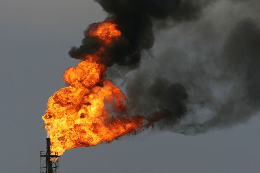 A flare at the Tesoro refinery in Wilmington, formerly the ARCO refinery.