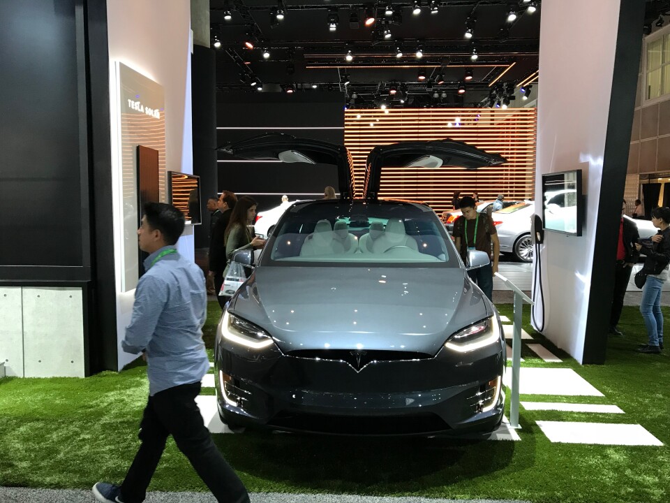 Tesla's display at the 2017 LA Auto Show. 