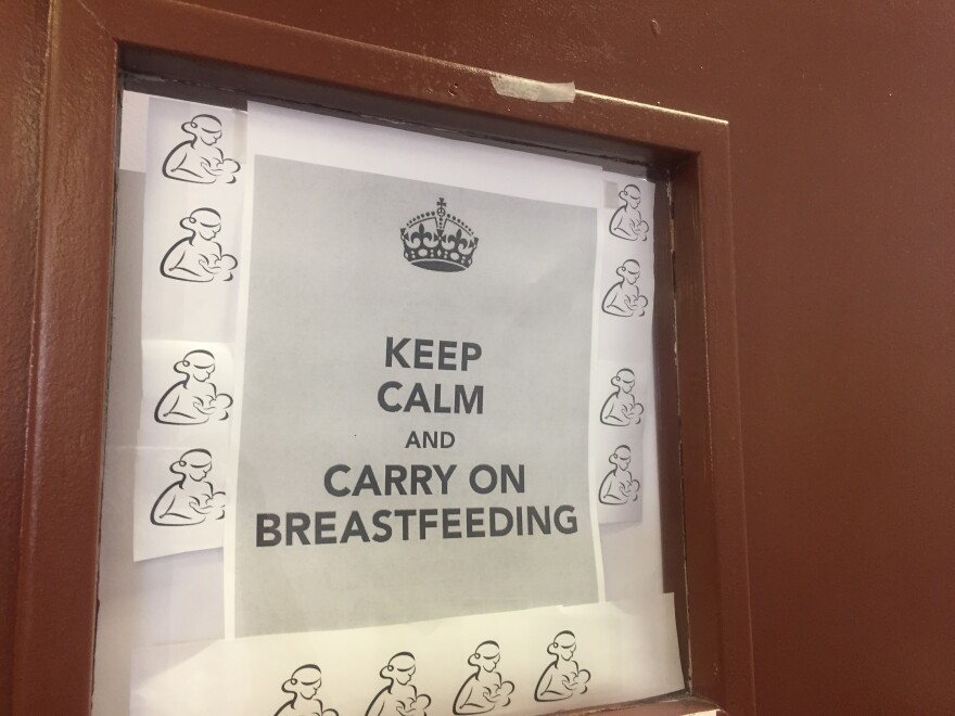 A sign on the window of the lactation room at the Slauson WIC.