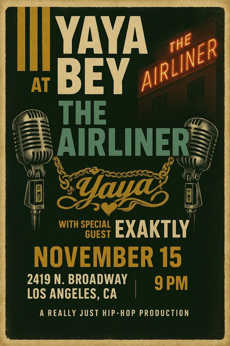 Green concert poster for Yaya Bey at The Airliner on November 15