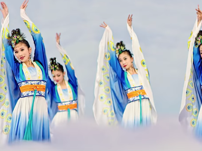 Shen Yun features dozens of dancers, a live orchestra and animated backdrops.