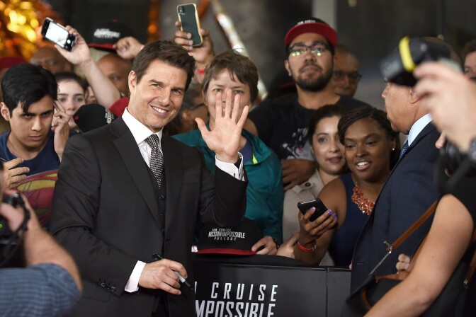 WASHINGTON, DC - JULY 22:  Tom Cruise greets the fans at the U.S. Premiere of "Mission: Impossible - Fallout" at Smithsonian's National Air and Space Museum on July 22, 2018 in Washington, DC.  (Photo by Shannon Finney/Getty Images)