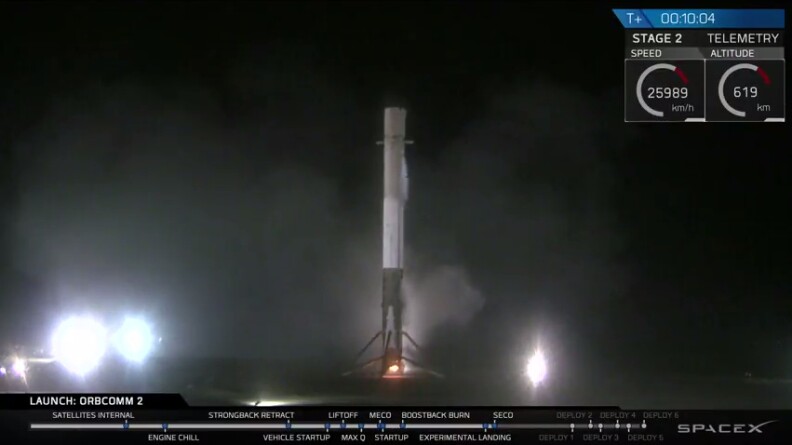 A screenshot showing the booster landing at Cape Canaveral on Monday, Dec. 21, 2015.