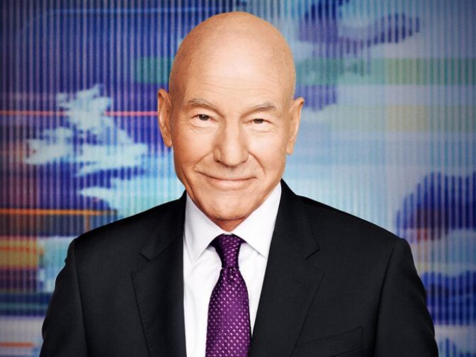 Patrick Stewart plays TV newscaster Walter Blunt in the Starz series, "Blunt Talk."