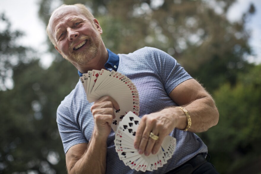 Richard Turner, who is legally blind, specializes in card tricks. His stage name is The Cheat. 