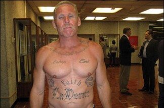 Manjarrez has been in and out of prison over 19 years, but says he's left behind the drugs and drive-bys. He displays "La Verne" proudly across his abdomen - that's not his girlfriend, that's his hometown.