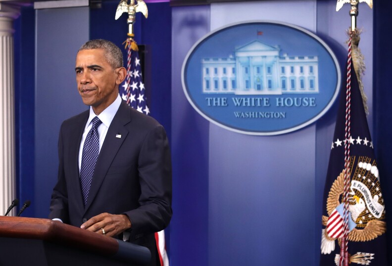 WASHINGTON, DC - JUNE 12: U.S. President Barack Obama makes a statement regarding the Orlando mass shooting on June 12, 2016 in Washington, DC. At least 50 people were killed and 53 were injured after suspected gunman Omar Mateen opened fire in a gay nightclub in Orlando, Florida. (Photo by Alex Wong/Getty Images)