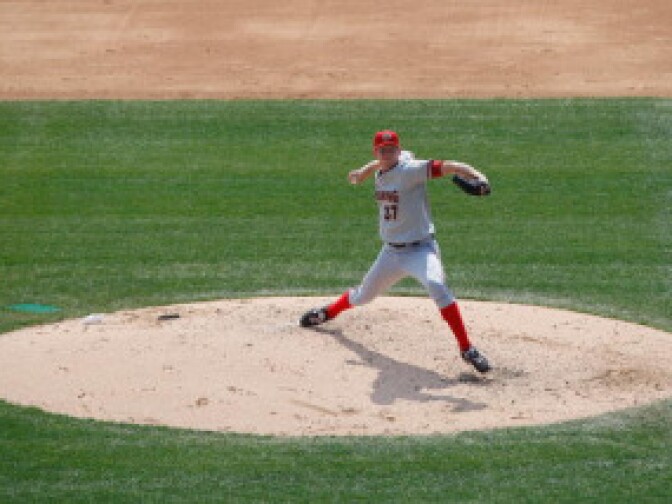 Stephen Strasburg #37 of the Harrisburg Senators pitches against the Altoona Curve in his minor league debut during the game on April 11, 2010 at Blair County Ballpark in Altoona, Pennsylvania.