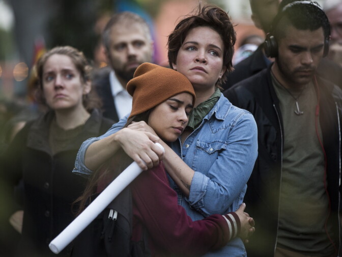 Thousands attend a vigil on Monday, June 13, 2016 at Los Angeles City Hall memorializing those who died in Sunday's attack in Orlando.