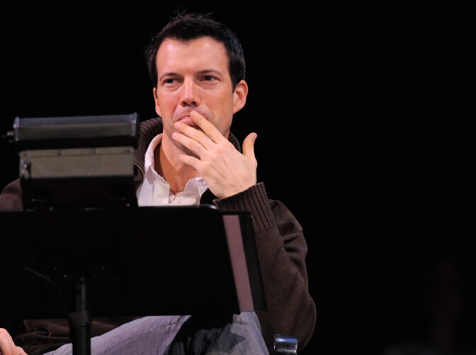 Actor Lorenzo Pisoni plays a clown in his one-man show, "Humor Abuse." 