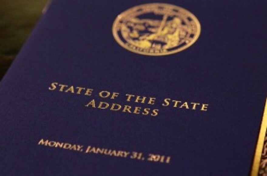 A program sits on a desk before California Governor Jerry Brown delivers the State of the State address at the California State Capitol on January 31, 2011 in Sacramento, California.
